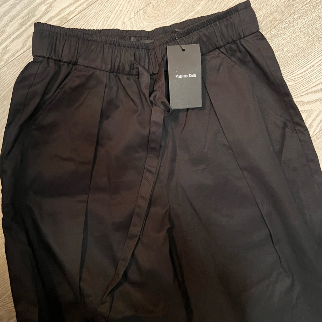 Massimo Dutti 100% Cotton Black Pull-On Elastic Waist Jogger Trousers. 4 Nwt — image 8 of 8